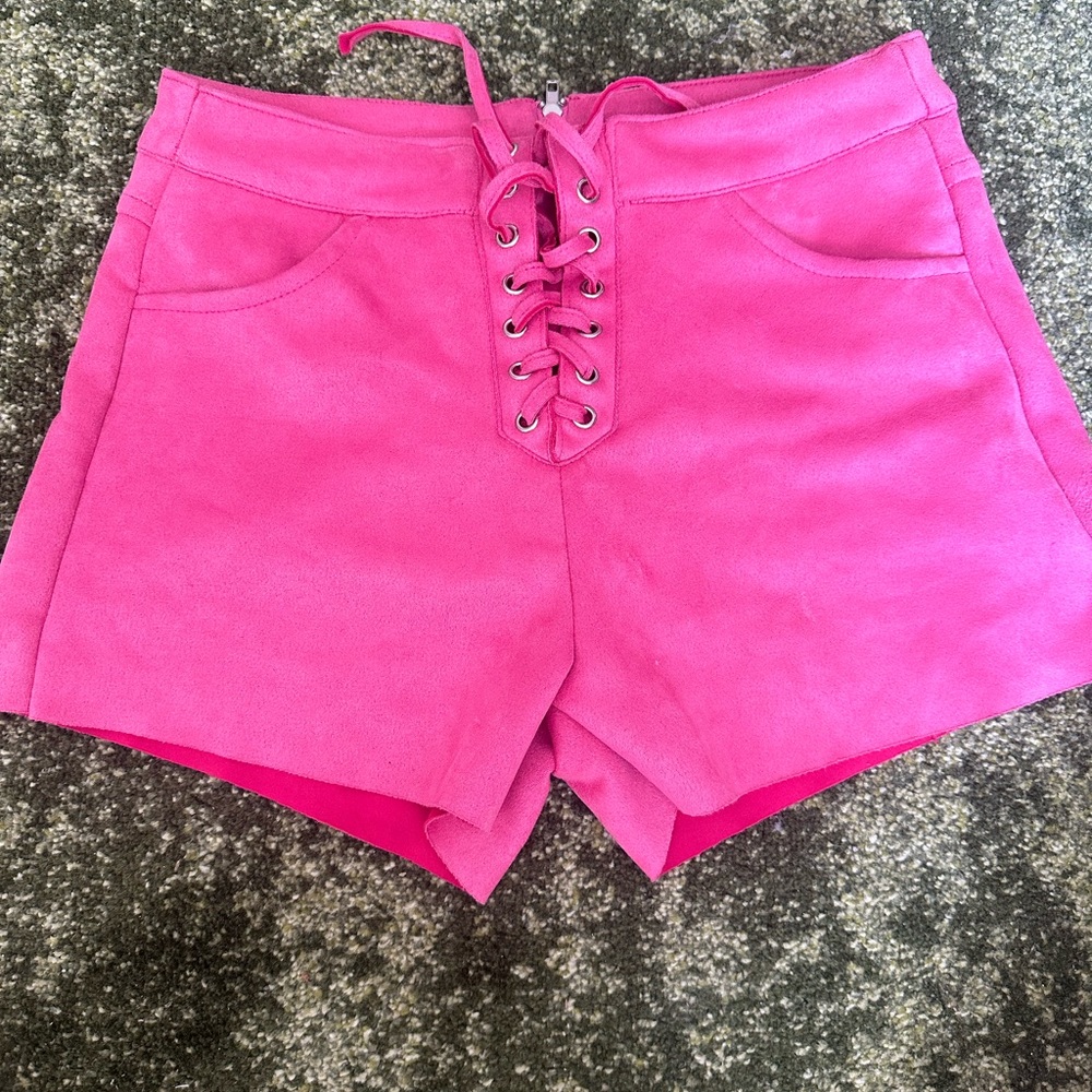 Forever 21 faux sued hot pink shorts